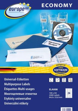 Etykiety uniwersalne ELA008 64,6 x 33,8 100 ark Economy Europe100 by Avery Zweckform